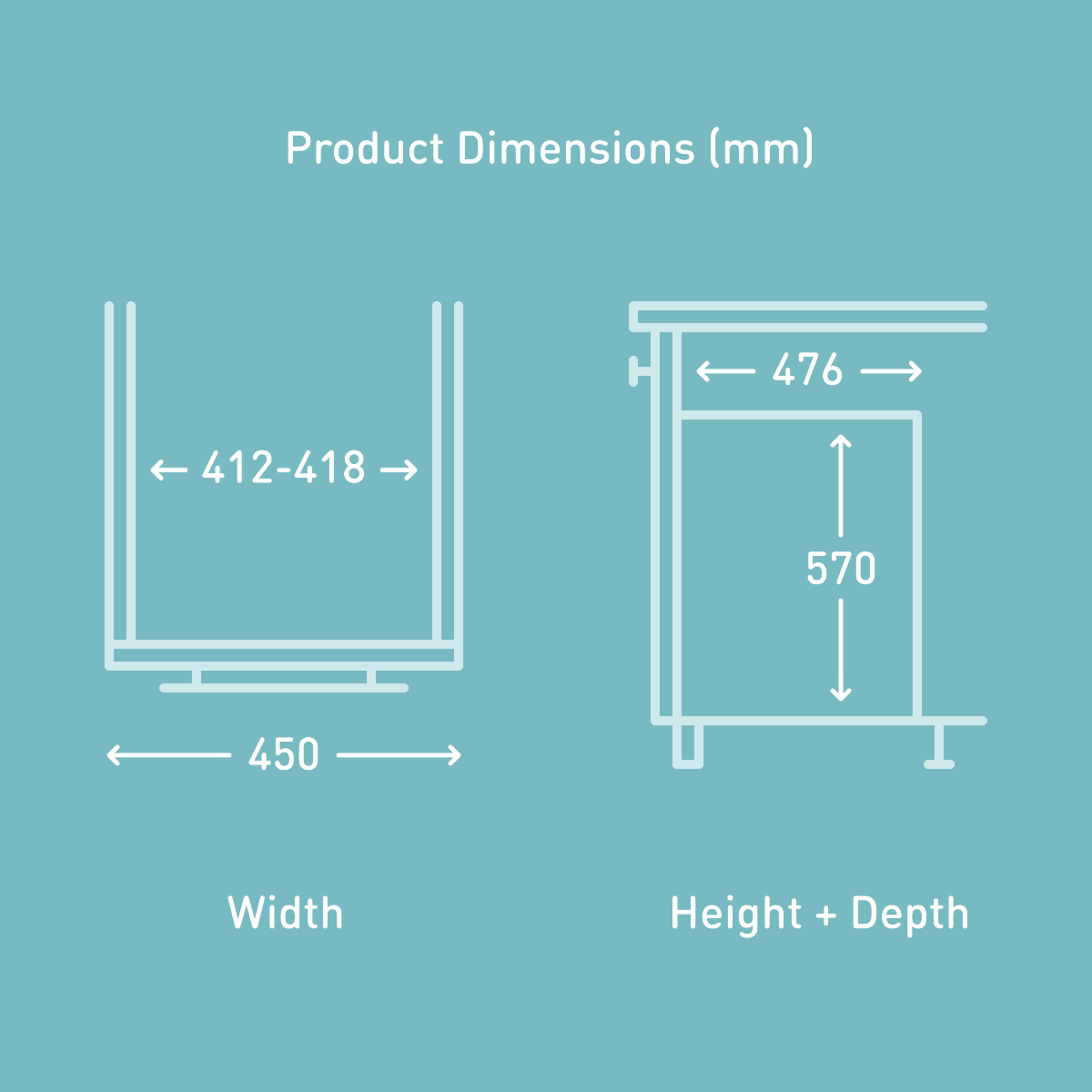 Fitting dimensions diagram for the Vauth-Sagel ES-Pro 2-Compartment 64L Recycler 