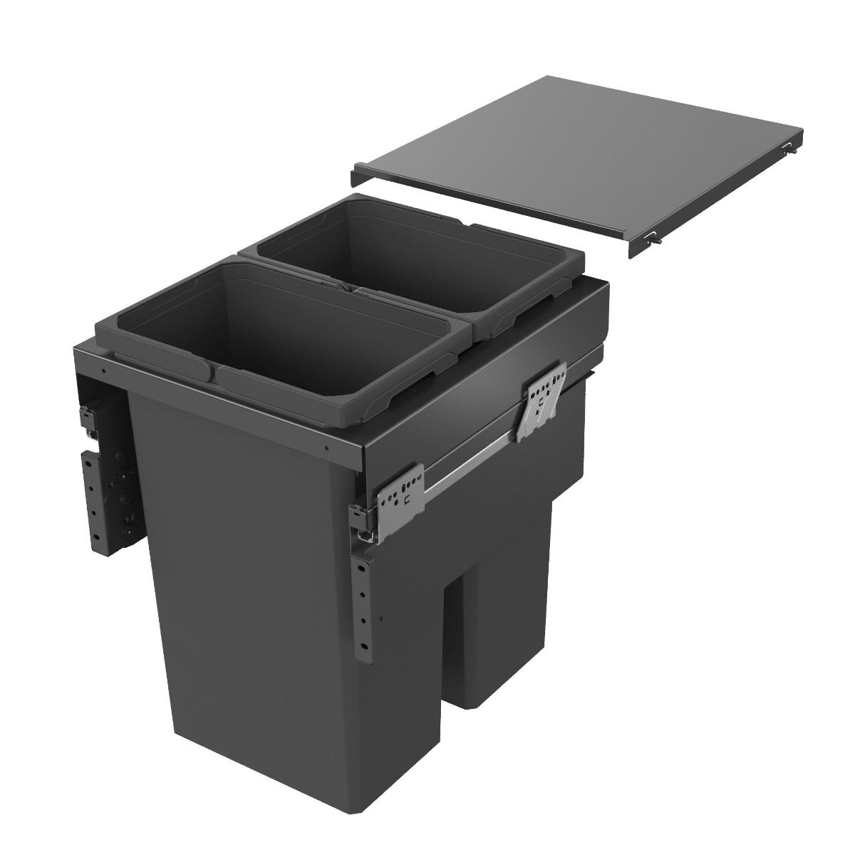 The Vauth-Sagel ES-Pro 2-Compartment 64L Recycler  is finished in a smart, dark Lava Grey