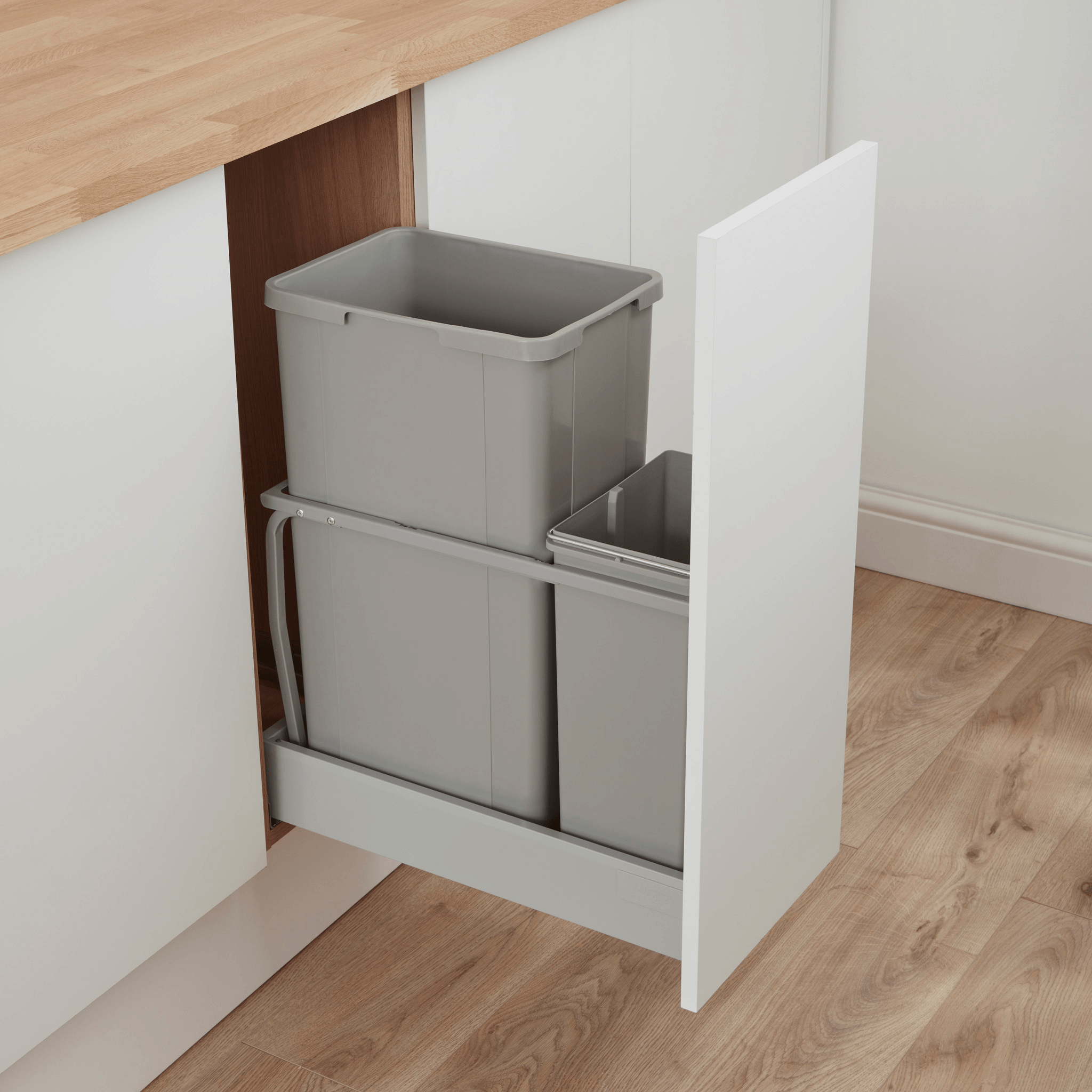 Wesco 300AZ 2 compartment 42 Litre in-cupboard kitchen recycling bin for 300mm wide cabinet 787WS421-85