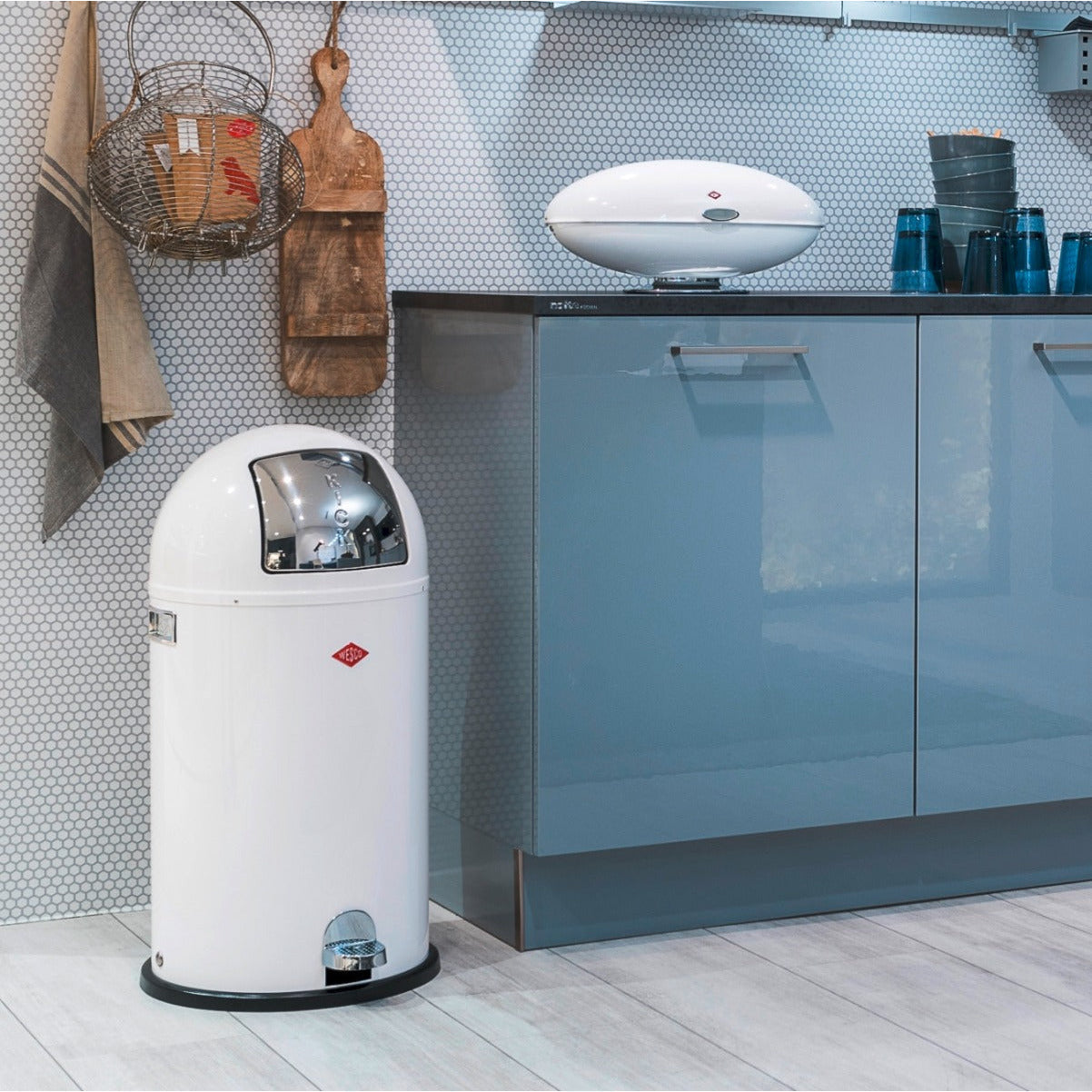 Wesco Kickboy Single Compartment 40 Litre Pedal Bin: Almond