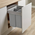 Wesco Pullboy-Z 3 compartment 82 Litre in-cupboard kitchen  recycling bin for 600mm wide cabinet 827WS682-85