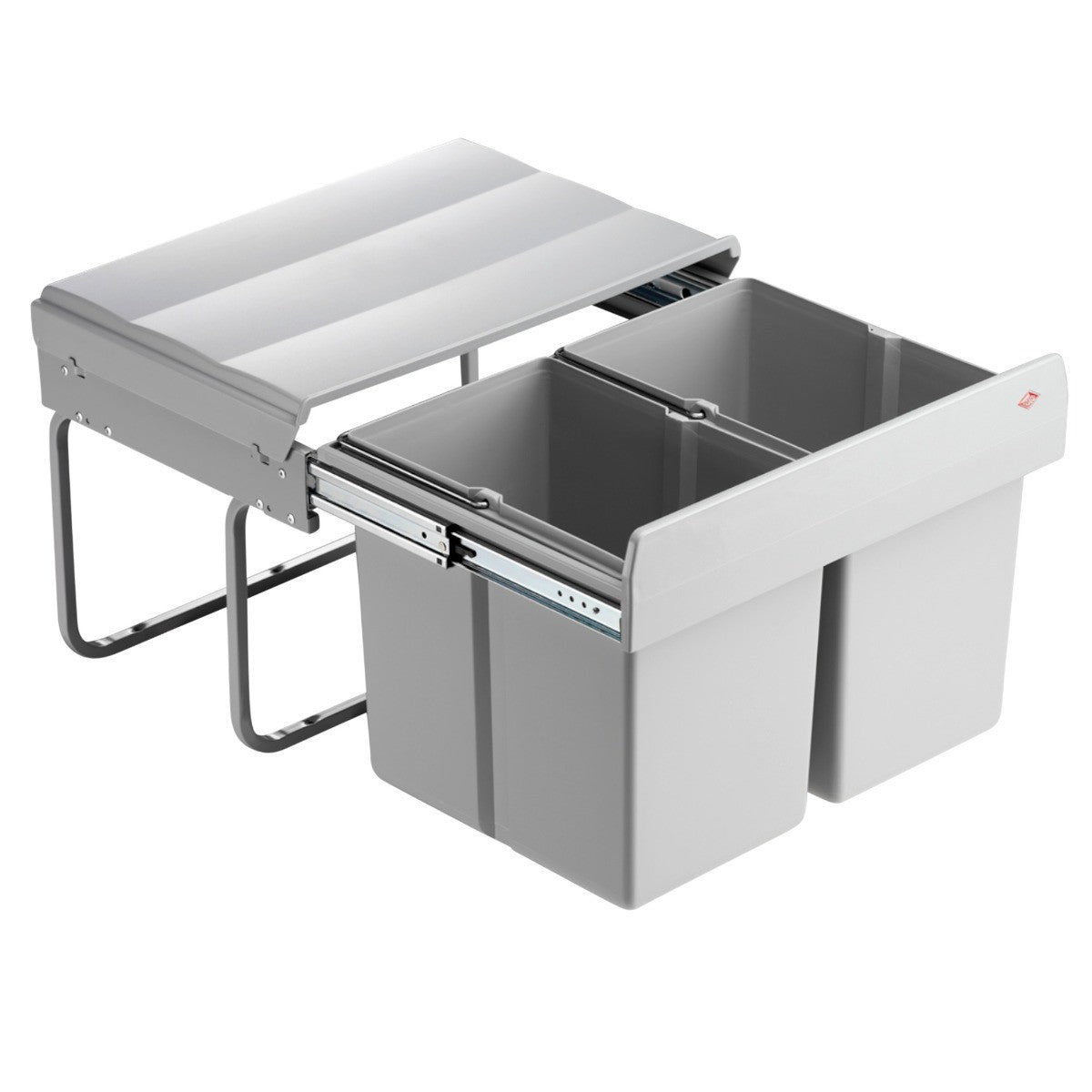 Wesco Shorty 2 Compartment 30 litre in-cupboard kitchen recycling bin for 500mm wide hinged door cabinet 787WS811-85