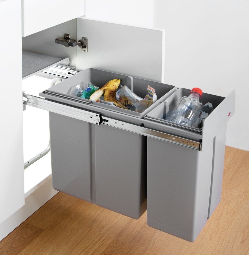 Wesco inbouwafvalemmer Bio Trio Maxi, antraciet Wesco inbouwafvalemmer Bio Trio Maxi, antraciet