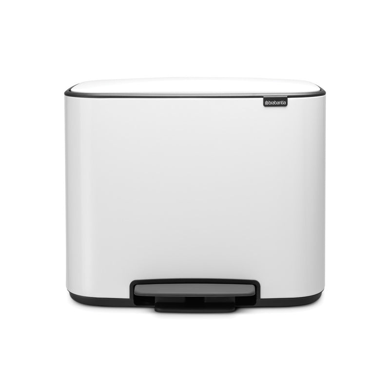 Brabantia Bo Pedal 3-Compartment 33L Kitchen Recycling Bin in White 121005
