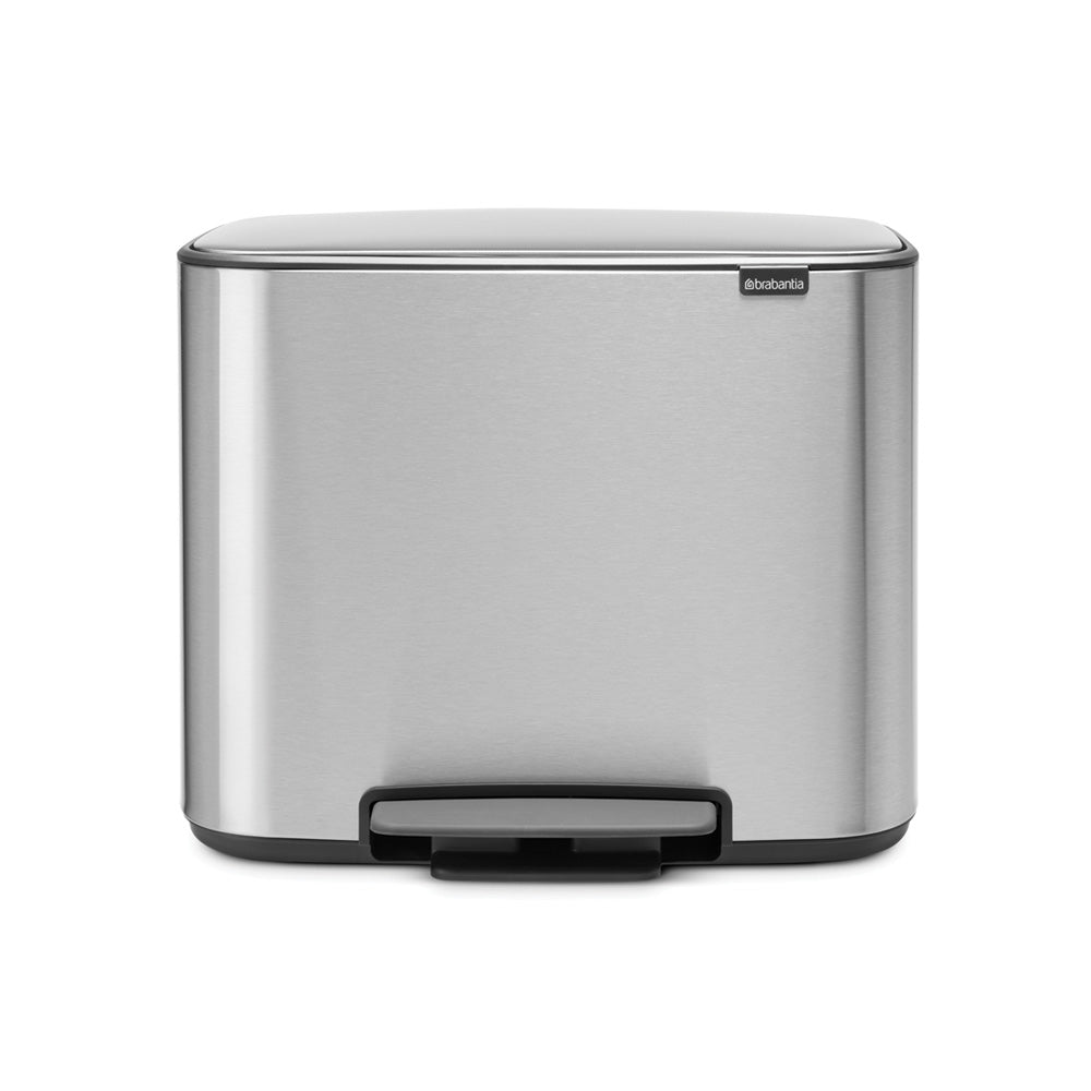 Brabantia Bo Pedal 2-Compartment 34 Litre Kitchen Recycling Bin in Matt Steel 121241