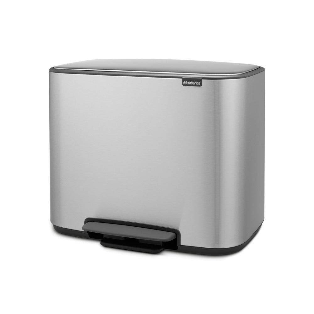 Brabantia Bo Pedal 2-Compartment 34L Kitchen Recycling Bin - Matt Steel