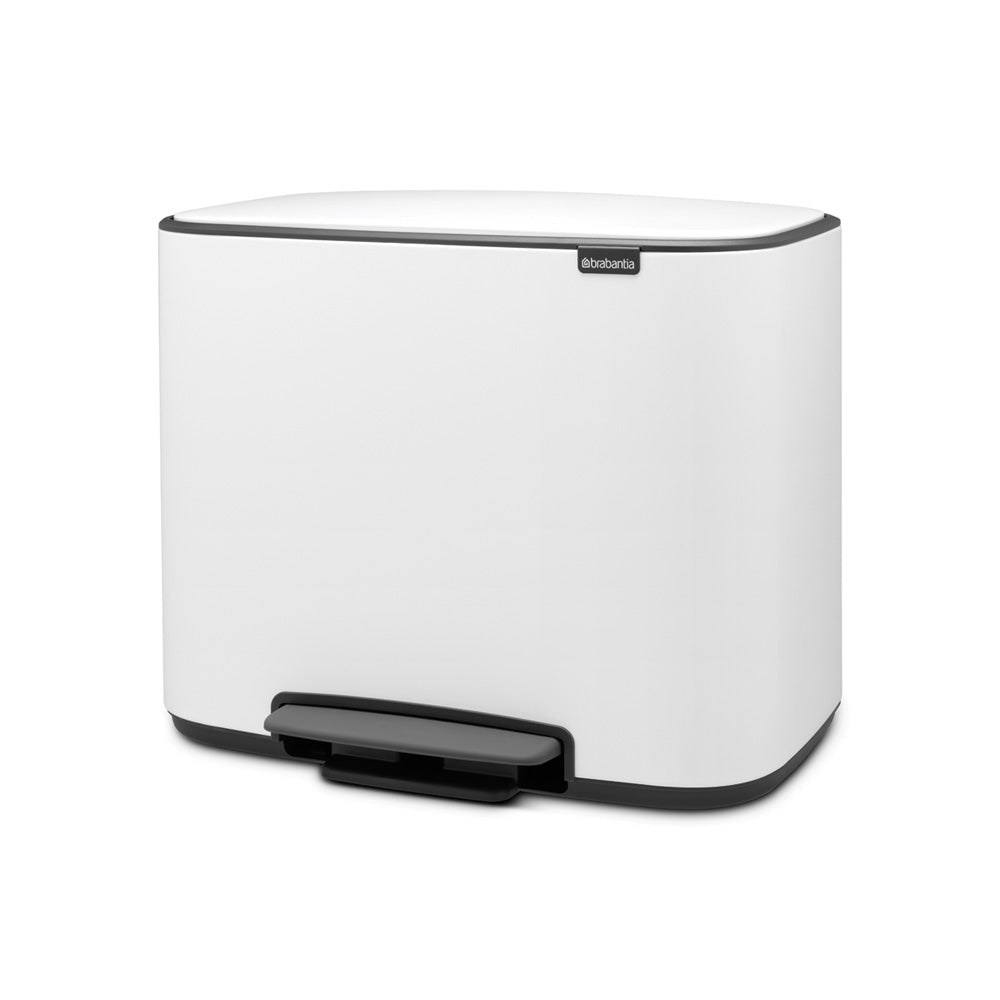 Brabantia Bo Pedal 2-Compartment 34L Kitchen Recycling Bin - White