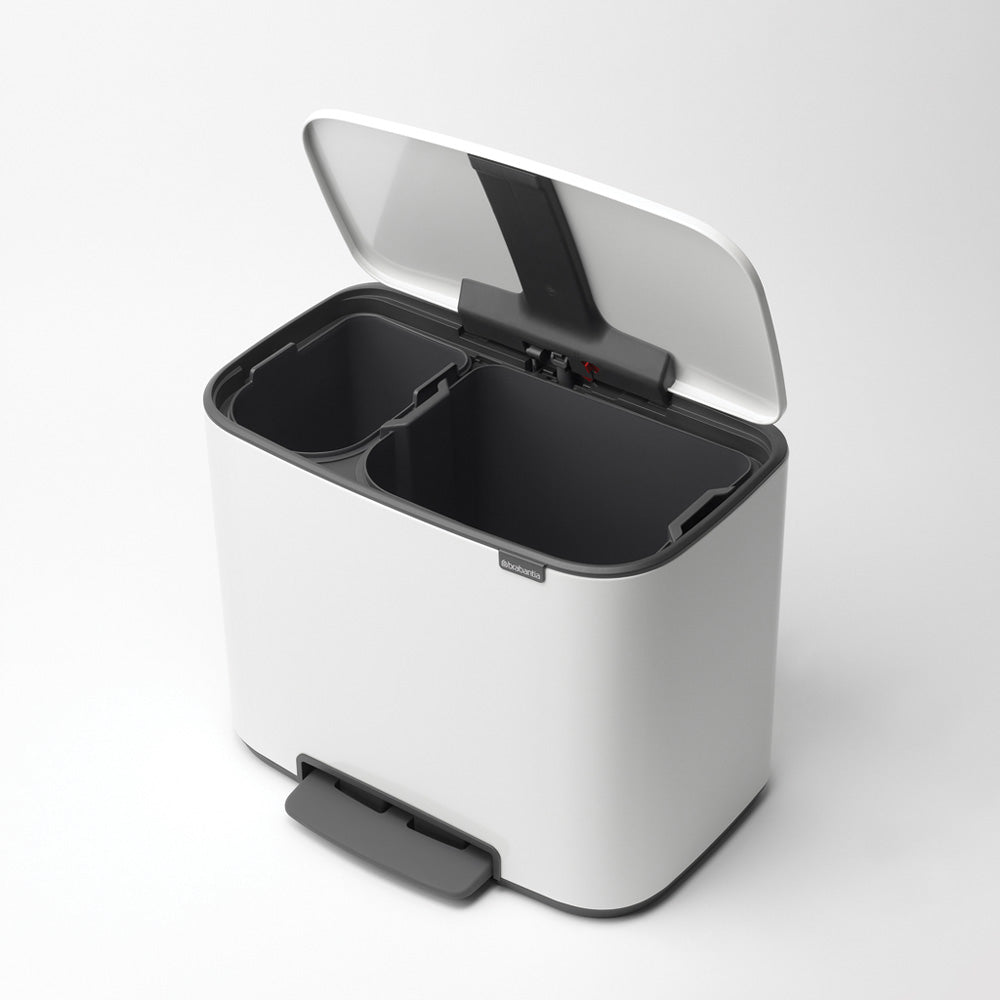 Brabantia Bo Pedal 2-Compartment 34L Kitchen Recycling Bin - White