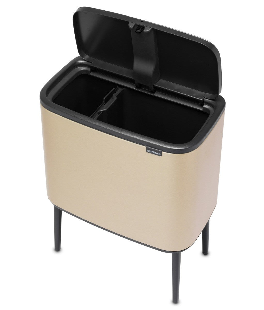 Brabantia Bo Touch 2-Compartment 34L Kitchen Recycling Bin - Metallic Gold