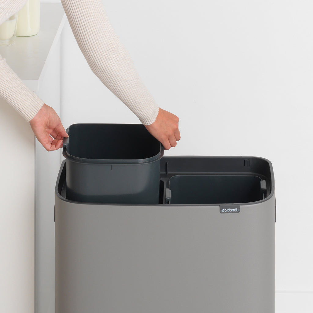 Brabantia Bo Touch 2-Compartment 60 Litre Recycling Bin - Platinum