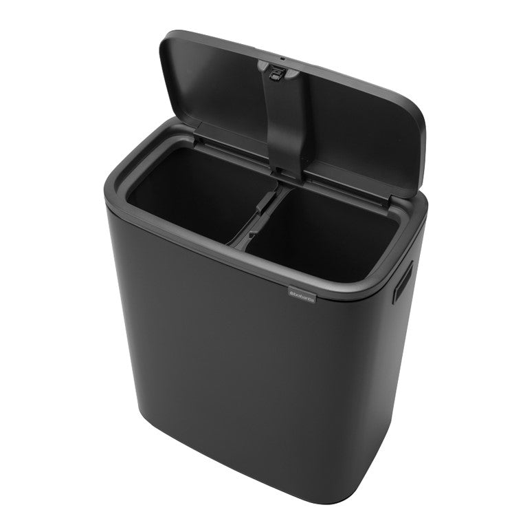 Brabantia Bo Touch 2-Compartment 60 Litre Recycling Bin - Matt Black