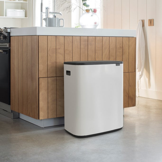 Brabantia Bo Touch 2-Compartment 60 Litre Recycling Bin - White