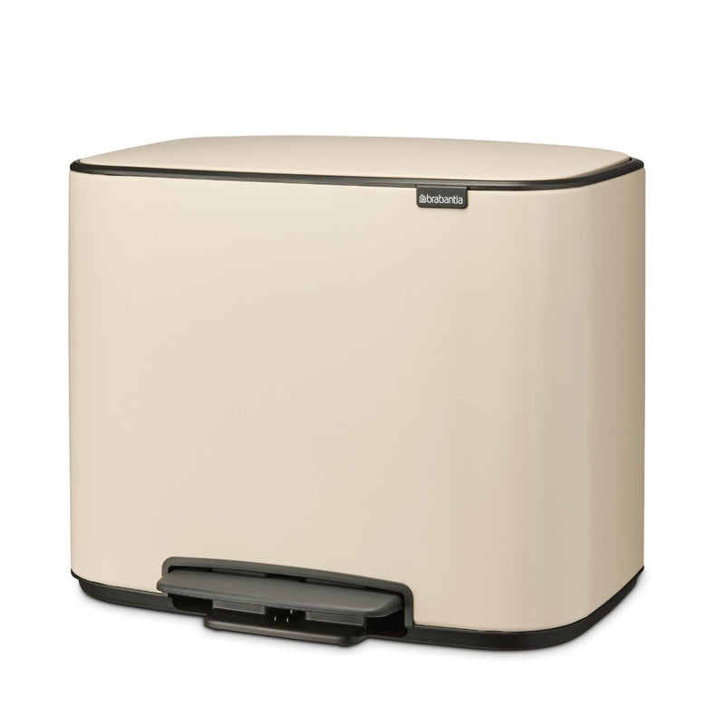 Brabantia Bo Pedal 2-Compartment 34 Lire Kitchen Recycling Bin in Soft Beige 202247
