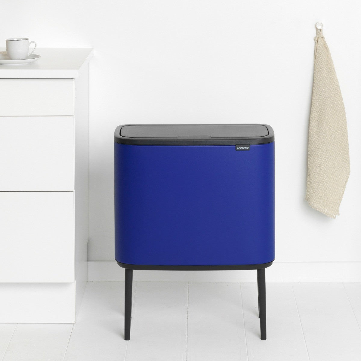 Brabantia Bo Touch 2-Compartment 34L Kitchen Recycling Bin - Mineral Powerful Blue