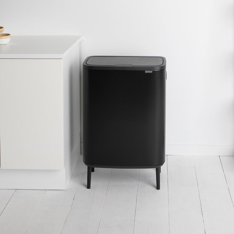 Brabantia Bo Hi Touch Single Compartment 60 Litre Kitchen Bin - Matt Black