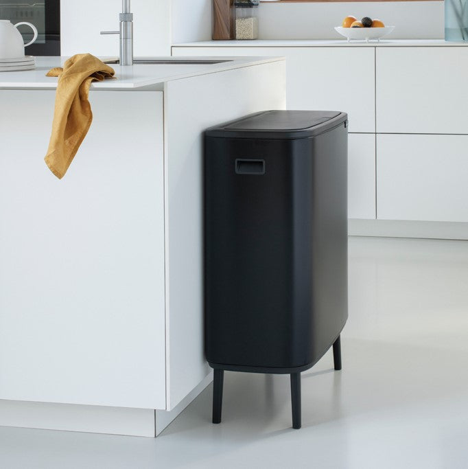 Brabantia Bo Hi Touch Single Compartment 60 Litre Kitchen Bin - Matt Black