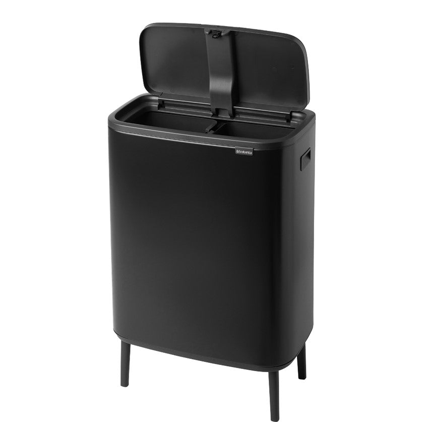 Brabantia Bo Hi Touch 2-Compartment 60 Litre Recycling Bin - Matt Black