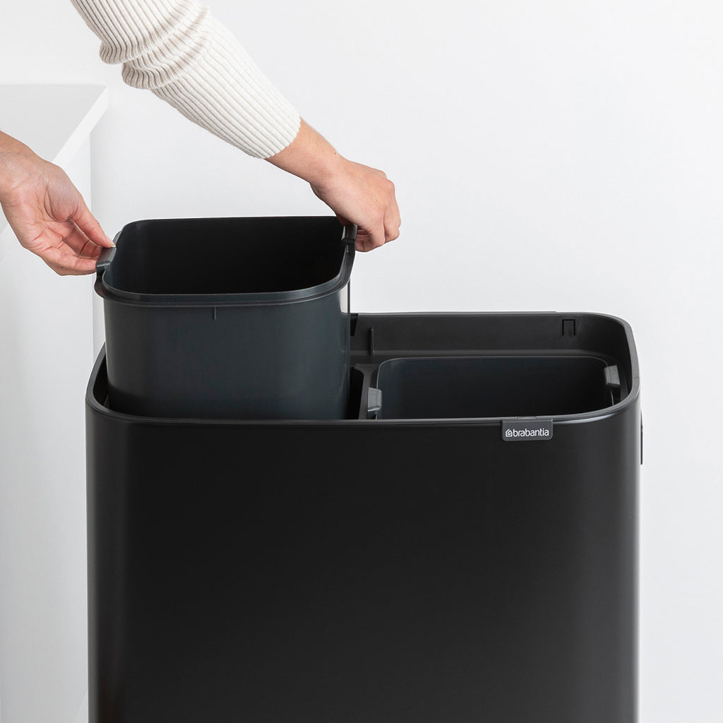 Brabantia Bo Hi Touch 2-Compartment 60 Litre Recycling Bin - Matt Black