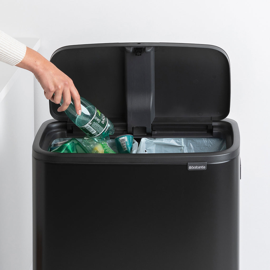 Brabantia Bo Hi Touch 2-Compartment 60 Litre Recycling Bin - Matt Black