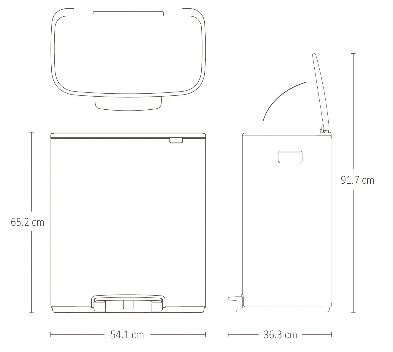 Brabantia Bo Pedal Single Compartment 60 Litre Kitchen Bin - Matt Stainless Steel