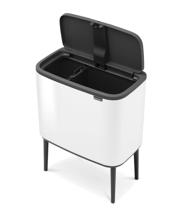 Brabantia Bo Touch 2-Compartment 34L Kitchen Recycling Bin - White