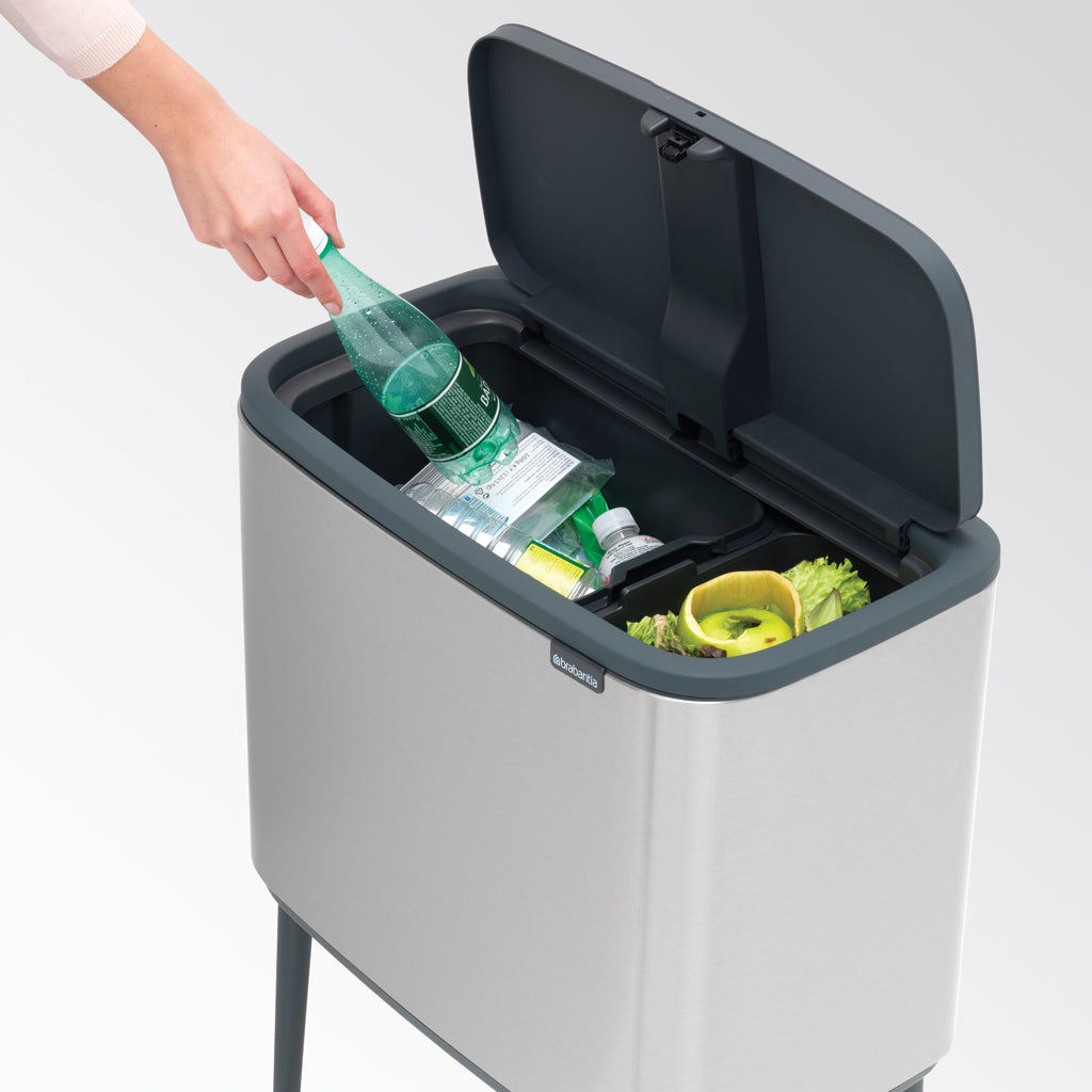 Brabantia Bo Touch 2-Compartment 34L Kitchen Recycling Bin - Matt Steel