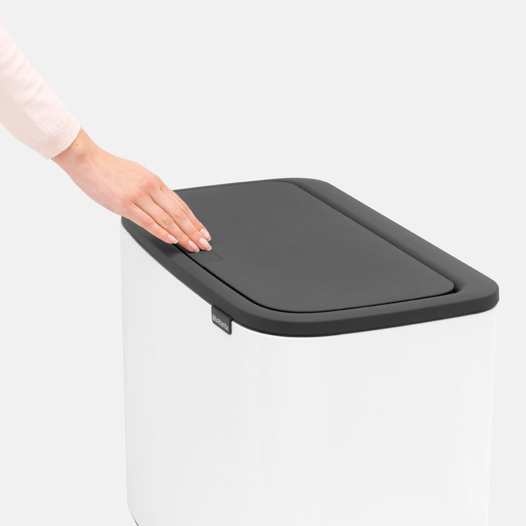 Brabantia Bo Touch 3-Compartment 33L Kitchen Recycling Bin - White