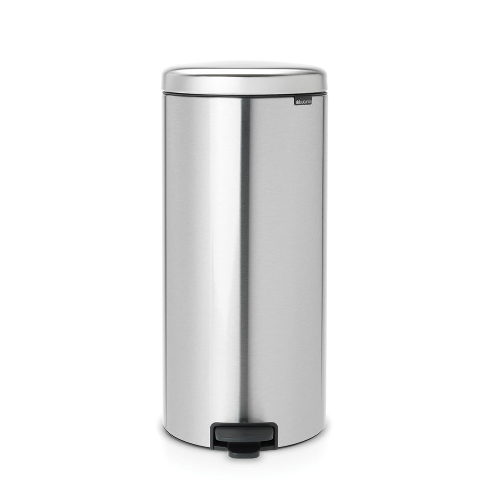 Brabantia New Icon Single Compartment 30 Litre Kitchen Pedal Bin in Matt Steel Fingerprint Proof: 111822