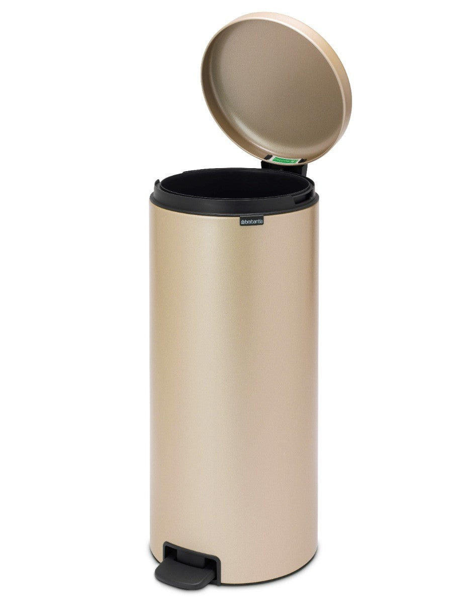 Brabantia New Icon Single Compartment 30L Kitchen Pedal Bin - Metallic Gold