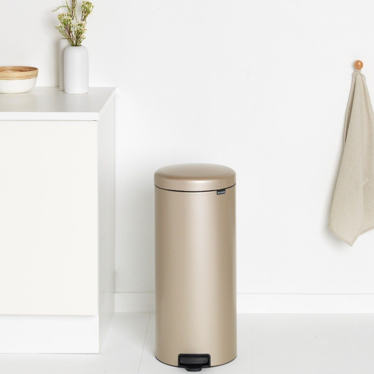 Brabantia New Icon Single Compartment 30L Kitchen Pedal Bin - Metallic Gold