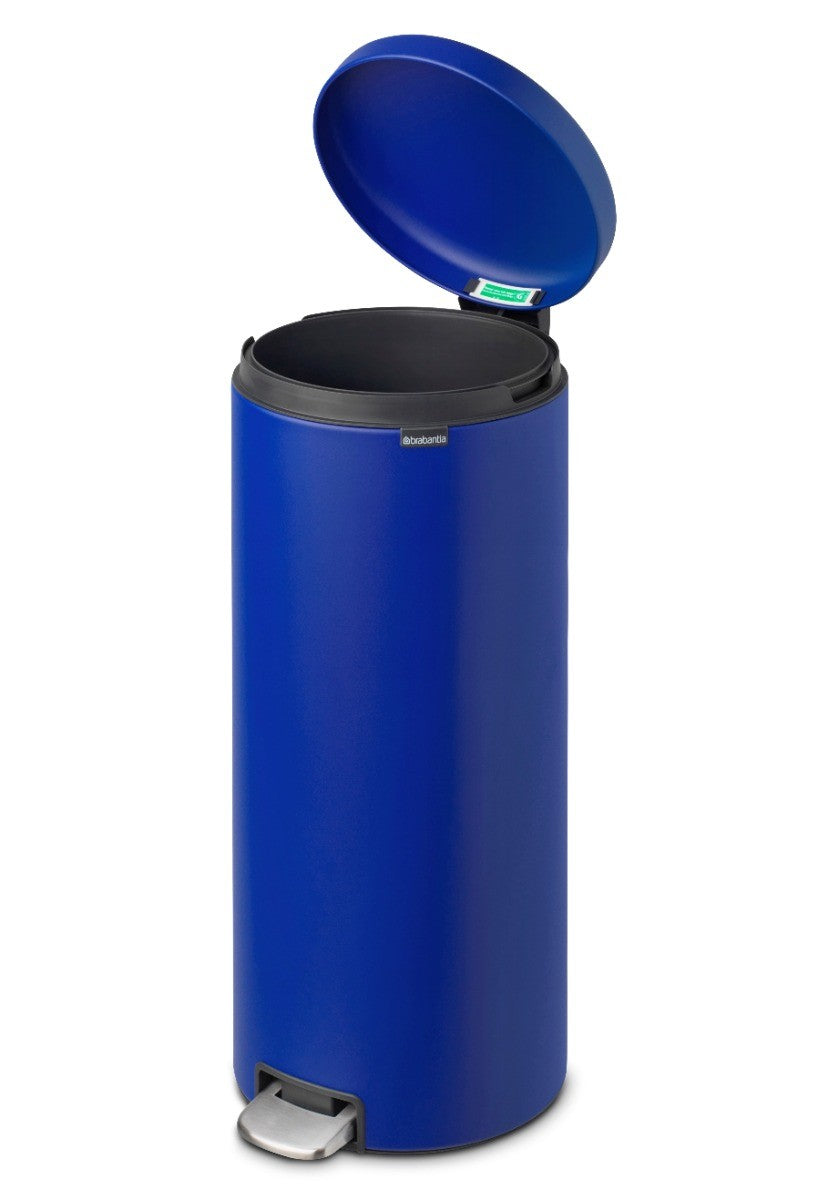 Brabantia New Icon Single Compartment 30L Kitchen Pedal Bin - Mineral Powerful Blue