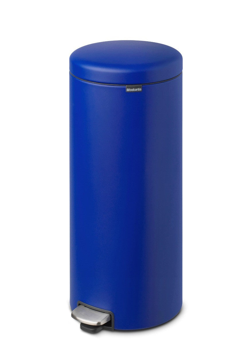 Brabantia New Icon Single Compartment 30 Litre Kitchen Pedal Bin in Mineral Powerful Blue: 207945