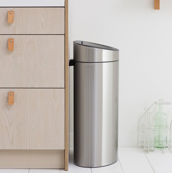 Brabantia Touch 2-Compartment 33L Kitchen Recycling Bin - Matt Steel