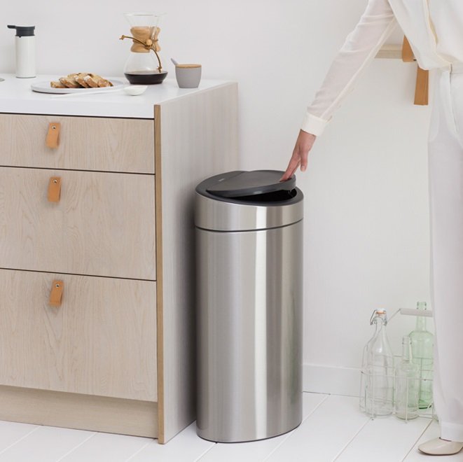 Brabantia Touch 2-Compartment 33L Kitchen Recycling Bin - Matt Steel