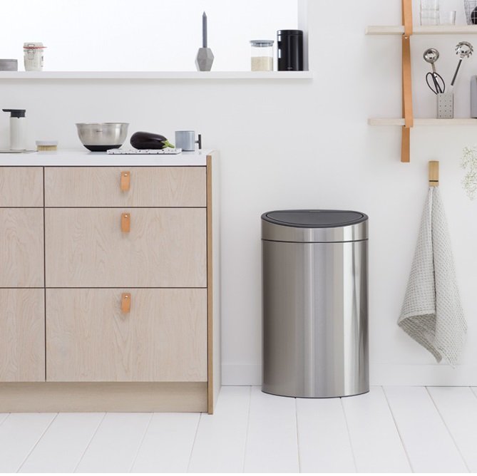 Brabantia Touch 2-Compartment 33L Kitchen Recycling Bin - Matt Steel