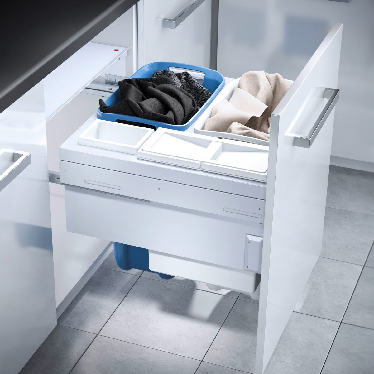 Hailo 4 Compartment Built in Laundry Bin 80.5L: 600mm Door