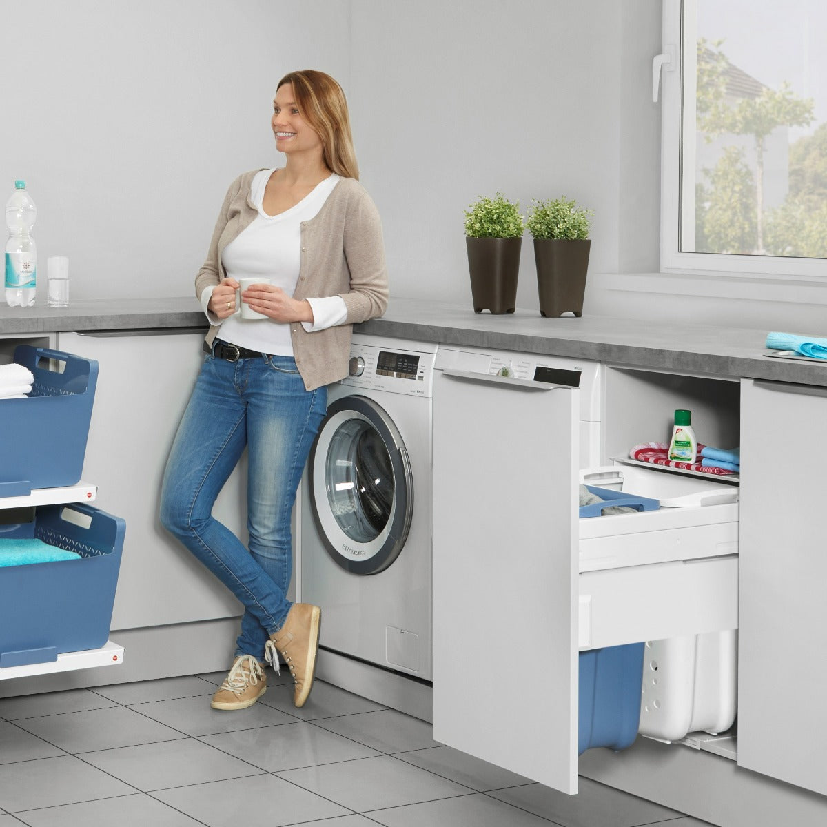 Hailo 4 Compartment Built in Laundry Bin 80.5L: 600mm Door