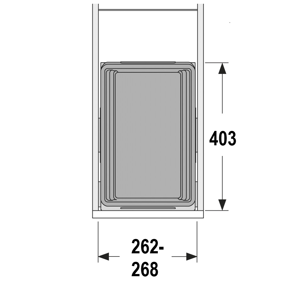 Hailo Cargo Synchro Single Compartment 30L Bin: 300mm Door