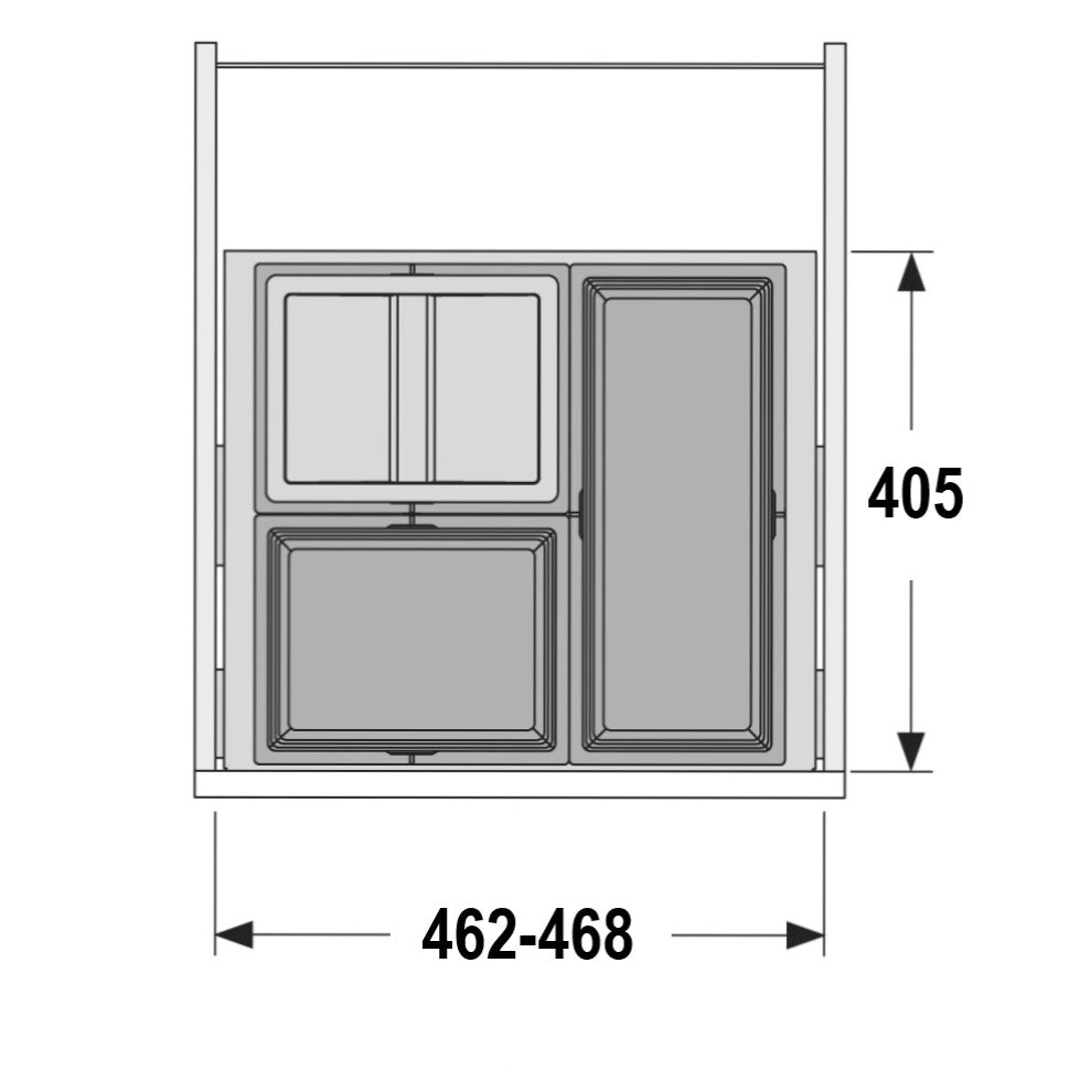 Hailo Cargo Synchro 3 Compartment 44L Recycler: 500mm Door