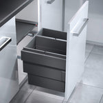 Hailo Cargo Synchro 2 compartment 46 Litre in-cupboard kitchen recycling bin in dark grey for 500mm wide cabinet 502.HL58.504