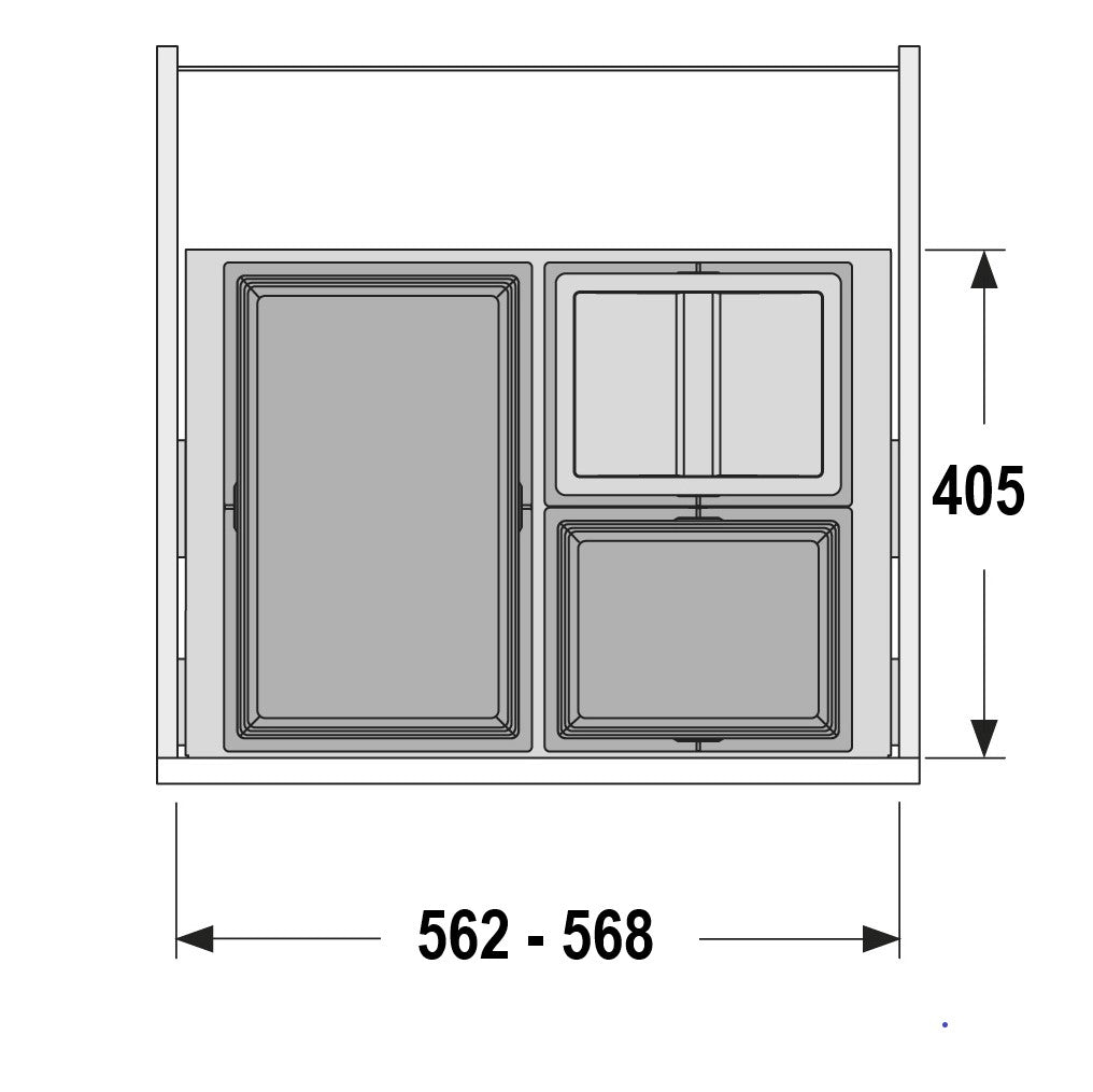 Hailo Cargo Synchro 3 Compartment 54L Recycler: 600mm Door