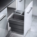 Hailo Cargo Synchro 3 compartment 54 Litre in-cupboard kitchen recycling bin in dark grey for 600mm wide cabinet 502.HL58.507