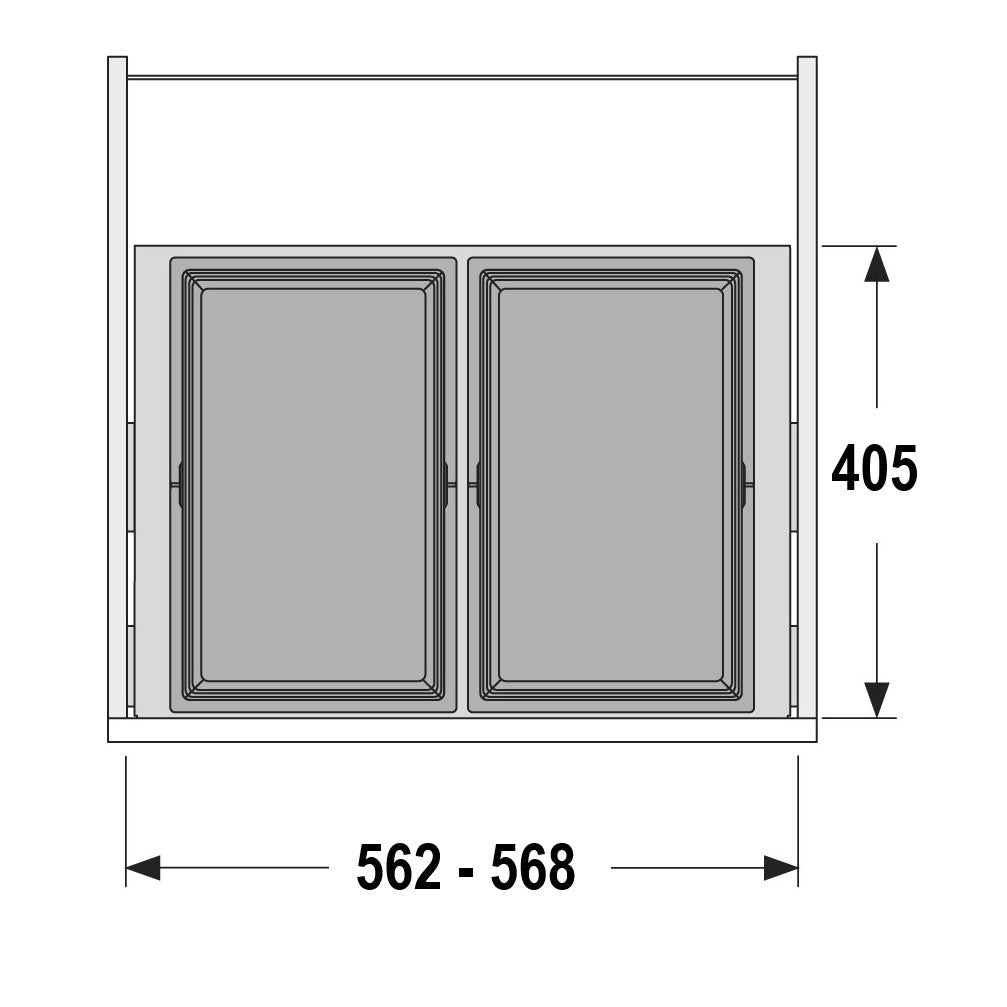 Hailo Cargo Synchro 2 Compartment 56L Recycler: 600mm Door