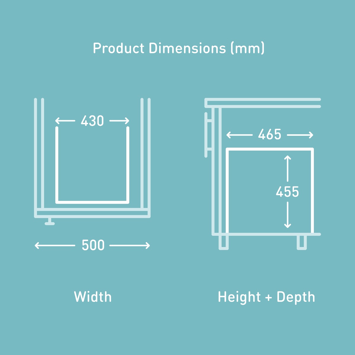 fitting dimensions diagram for Hailo Easy Cargo  2 compartment 49L Recycler