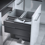 Hailo Euro Cargo 4 compartment 90 Litre in-cupboard kitchen recycling bin in dark grey for 600mm wide cabinet 503.HL70.455