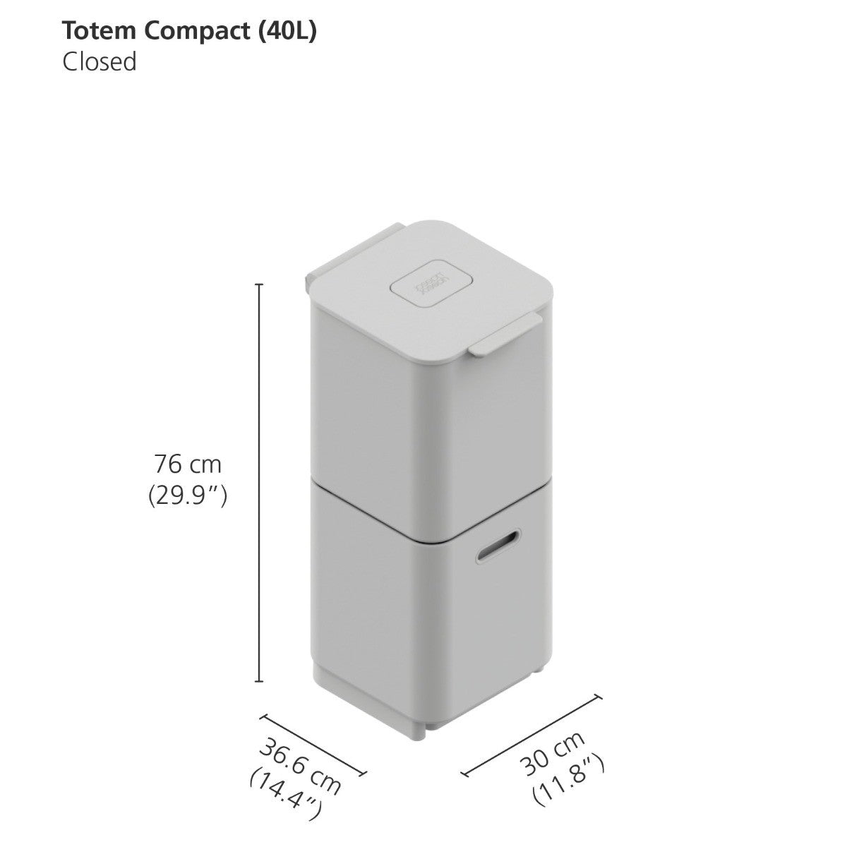 Joseph Joseph 3-Compartment Totem Compact 40L Recycling Bin: Stone