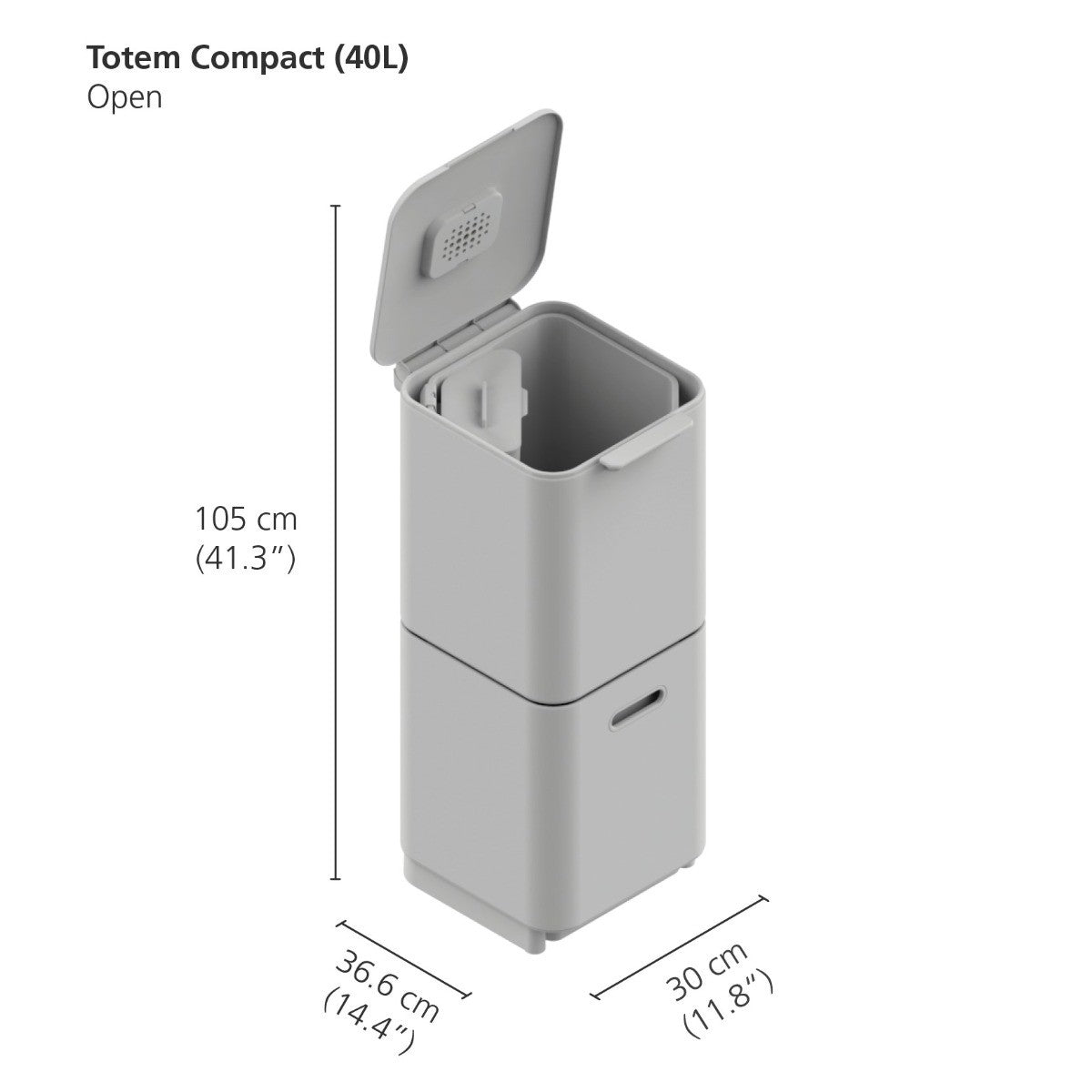Joseph Joseph 3-Compartment Totem Compact 40L Recycling Bin: Graphite