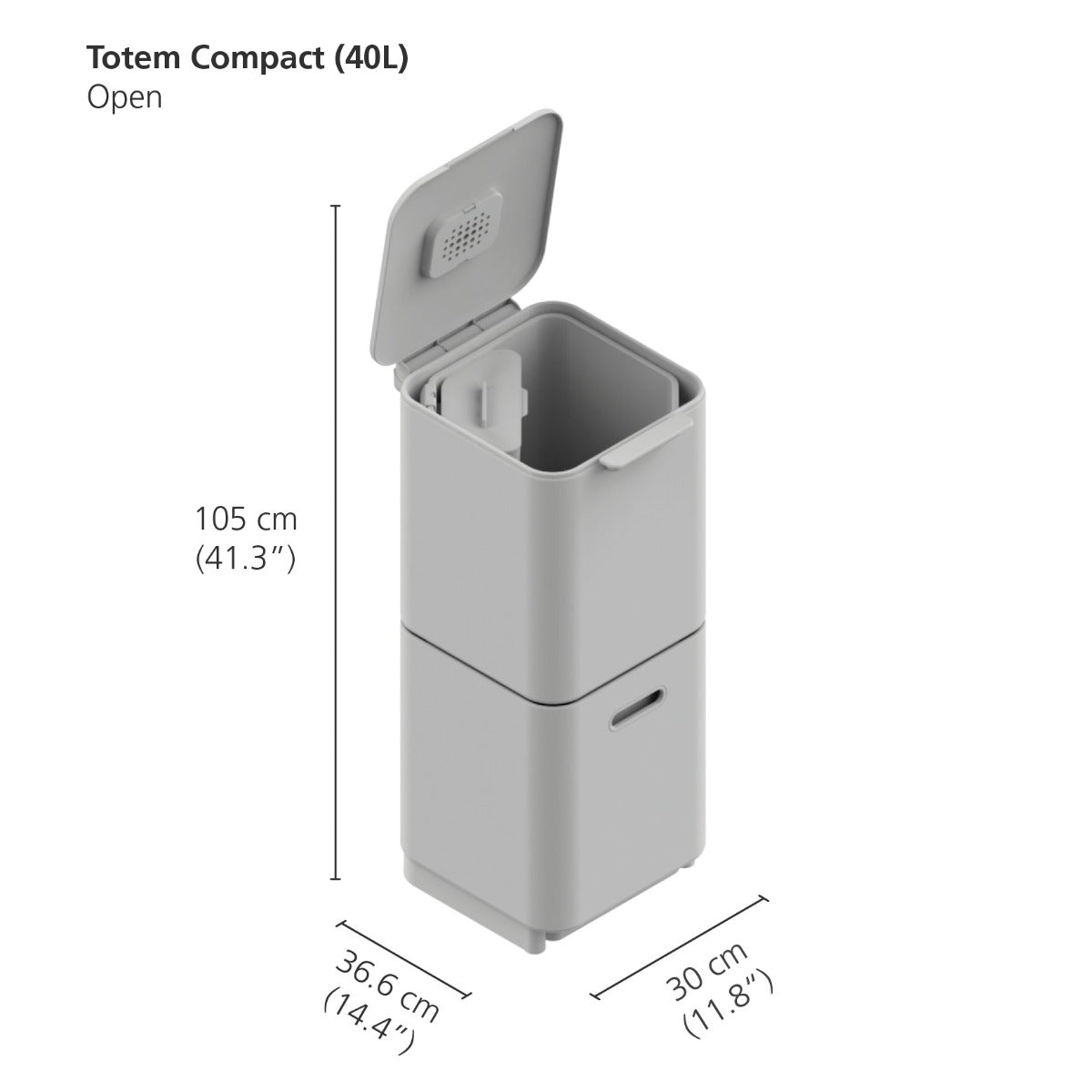 Joseph Joseph 3-Compartment Totem Compact 40L Recycling Bin: Stainless Steel