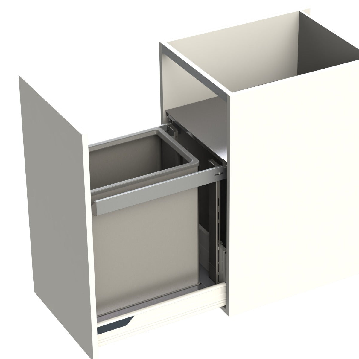 Tecnoinox Premium aluminium single compartment 55 Litre in-cupboard kitchen bin for 600mm wide cabinet LP1.450.55.GR