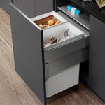 Vauth-Sagel 2 compartment ES-Pro 88 Litre in-cupboard kitchen recycling bin in silver grey for 600mm wide cabinet, 476mm deep 503.VS44.544